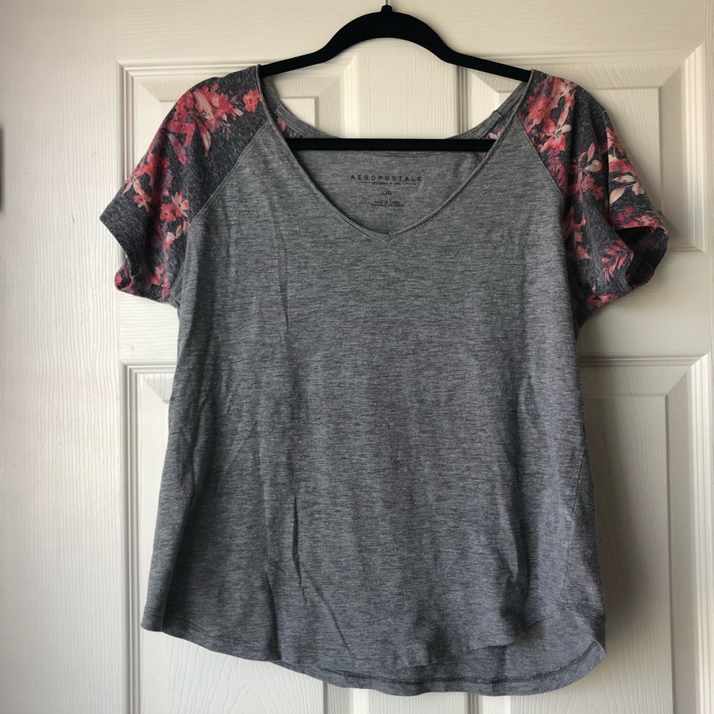 Gray & Floral Lightweight Tee